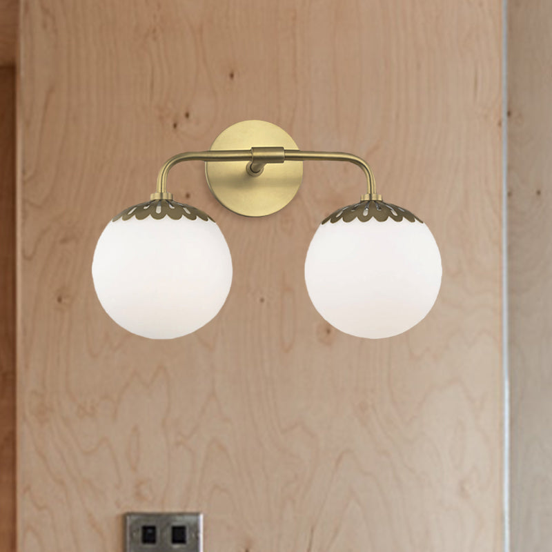 Ivory Glass Gold Vanity Sconce - Elegant Wall Mounted Light Fixture For Bedroom