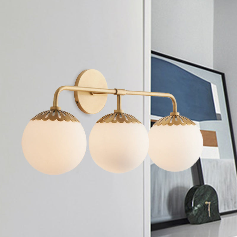 Ivory Glass Gold Vanity Sconce - Elegant Wall Mounted Light Fixture For Bedroom