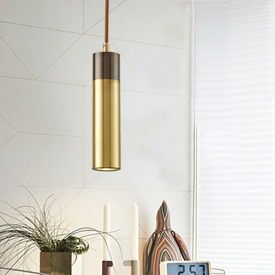 Modern Brass-Black 1-Light Metal Hanging Light Kit For Beer Bar Column Pendant