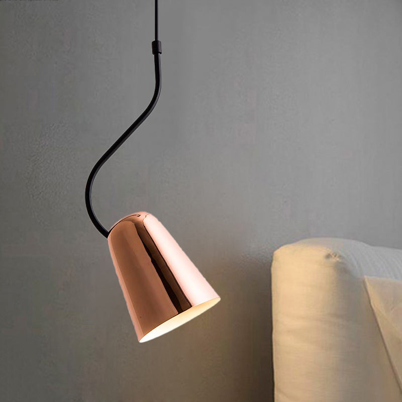 Copper Tapered Ceiling Light - Minimalist Iron Pendant With Curving Top