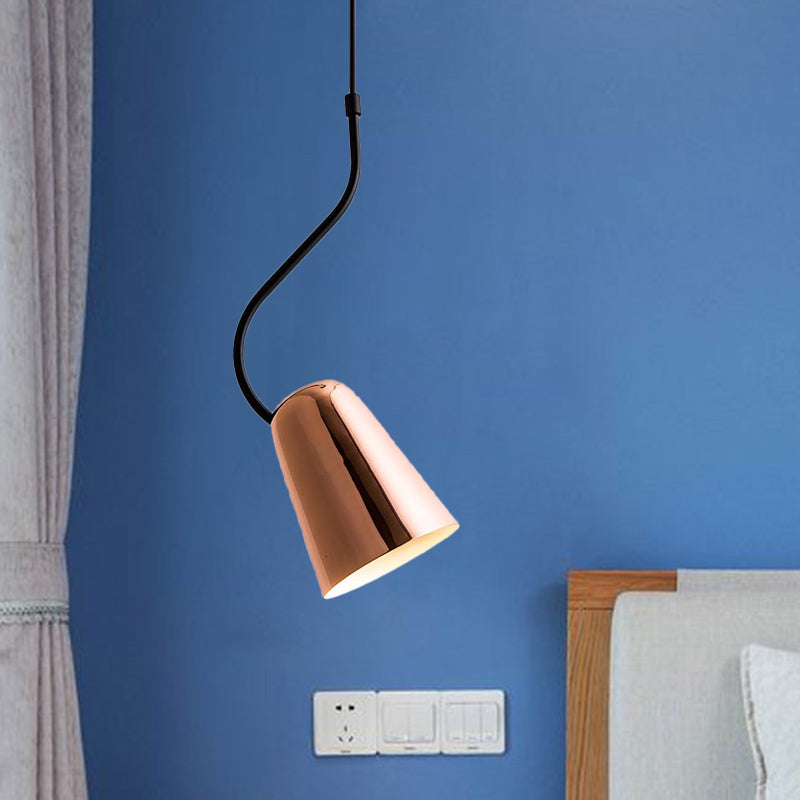 Tapered Copper Ceiling Light - Minimalist 1-Head Iron Pendant With Curved Top
