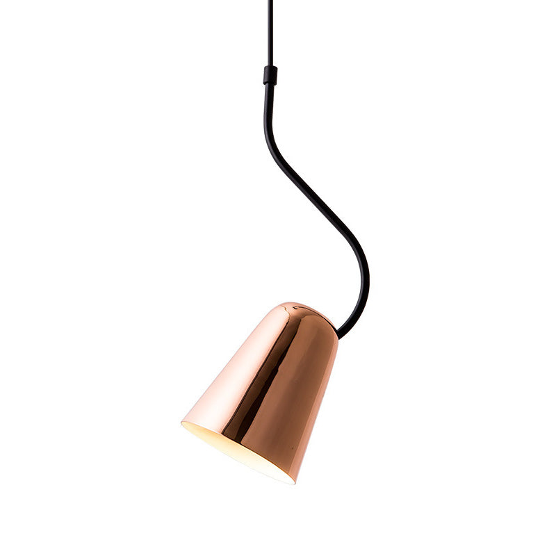 Tapered Copper Ceiling Light - Minimalist 1-Head Iron Pendant With Curved Top