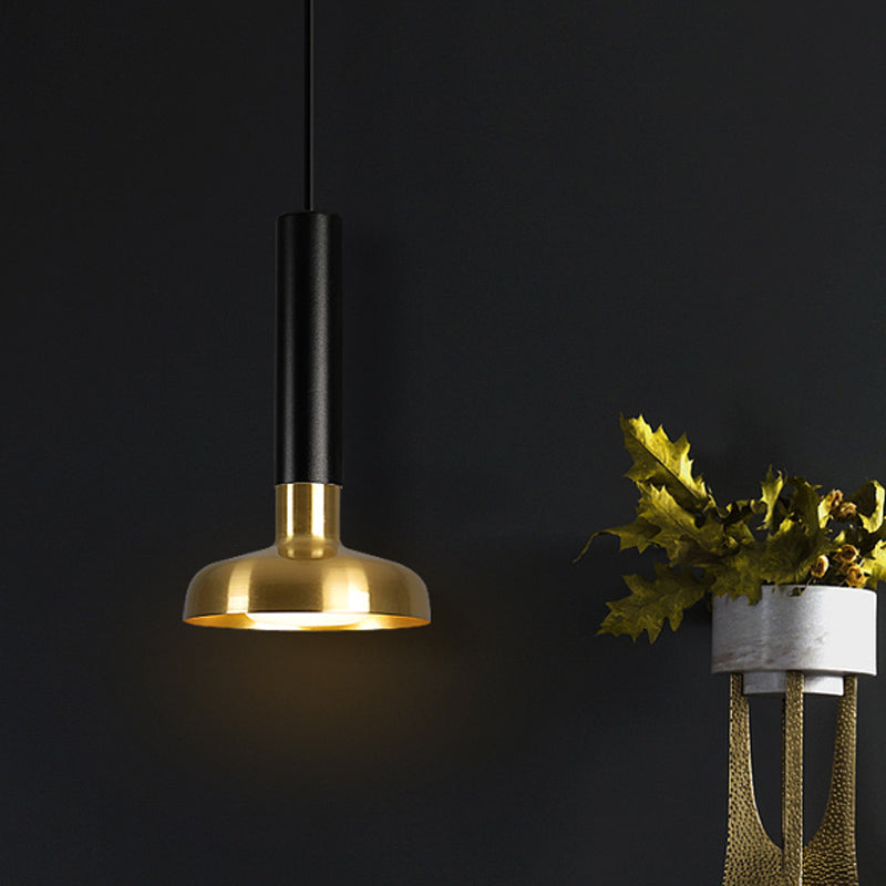 Modern Mid Century Led Torch Pendant Lamp In Black-Gold For Kitchen Dinette