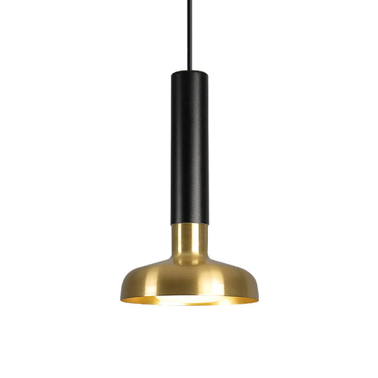 Modern Mid Century Led Torch Pendant Lamp In Black-Gold For Kitchen Dinette