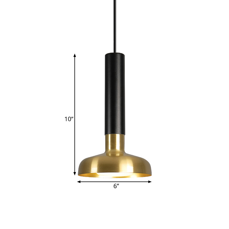 Modern Mid Century Led Torch Pendant Lamp In Black-Gold For Kitchen Dinette