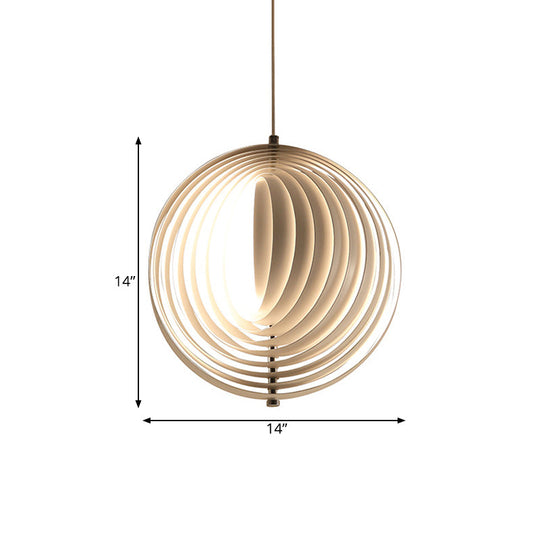 Rotatable Eclipse Ball Pendant Light In Nordic Style - White Aluminum For Single Lounge