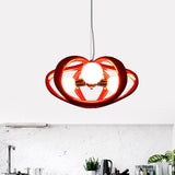 Red/White Melon Cage Chandelier: Resin Pendant Ceiling Light (3 Heads) Perfect Over Dining Table