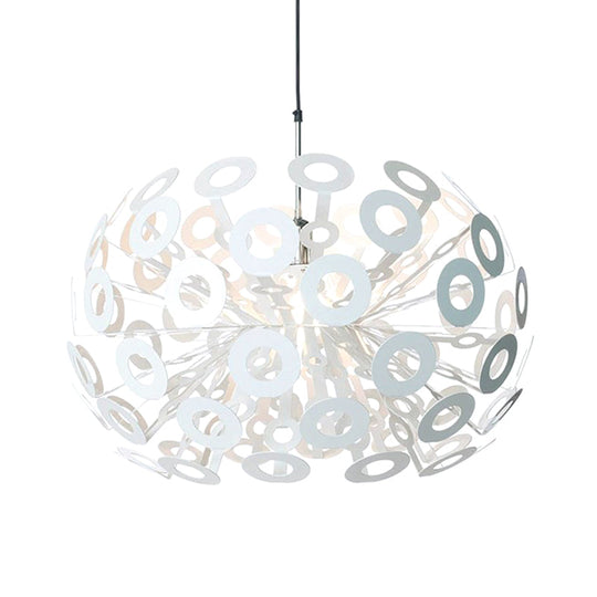 Modern Stylish Aluminum Pendant Light In White With Peacock Feather Element 18/21.5 Width