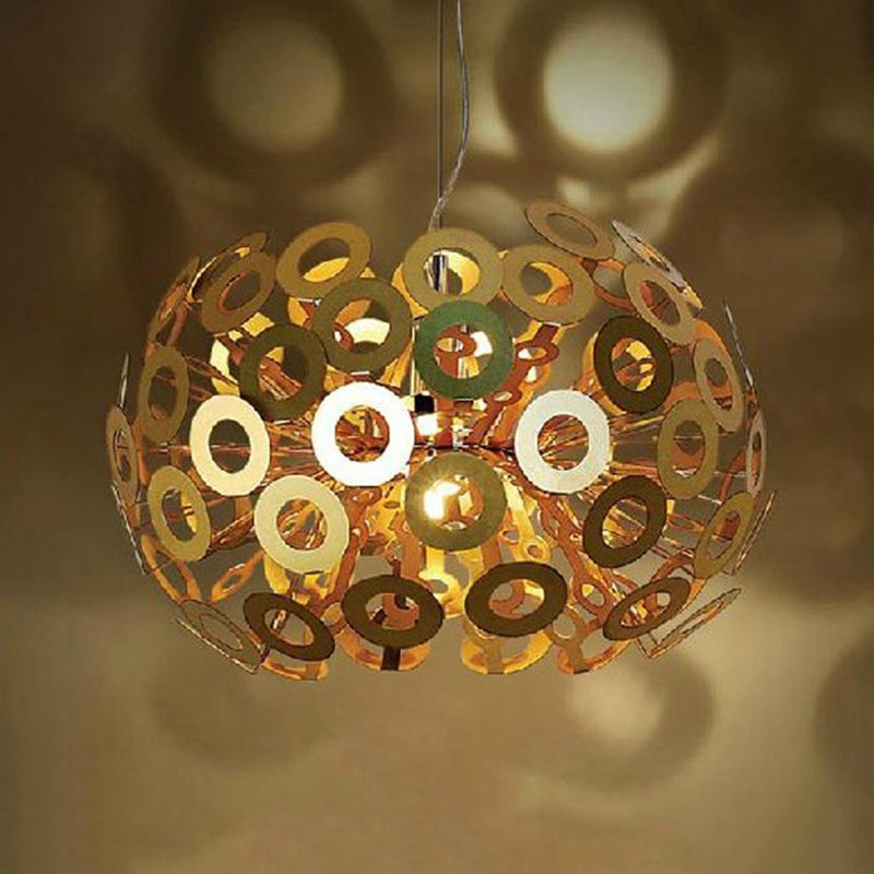 Stylish Aluminum Pendant Ceiling Light In White With Peacock Feather Element 18’/21.5’ Width