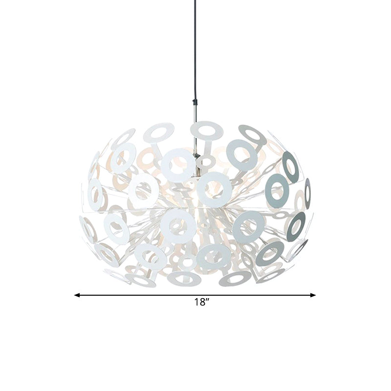 Modern Stylish Aluminum Pendant Light In White With Peacock Feather Element 18/21.5 Width