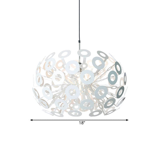 Modern Stylish Aluminum Pendant Light In White With Peacock Feather Element 18/21.5 Width