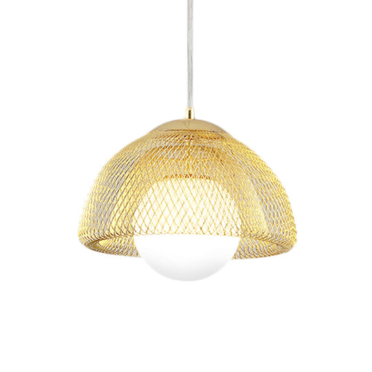 Vintage Opal Matte Glass Globe Pendant Light - 12’/16’ Wide 1 Hanging Lamp In Gold With Dual