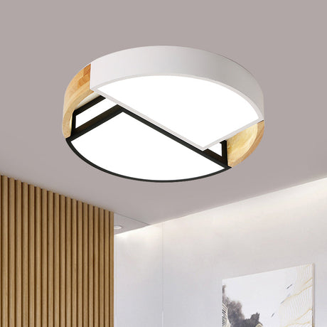 Modern Nordic Acrylic Flushmount Led Ceiling Light In White-Black For Bedroom 16/19.5 Wide