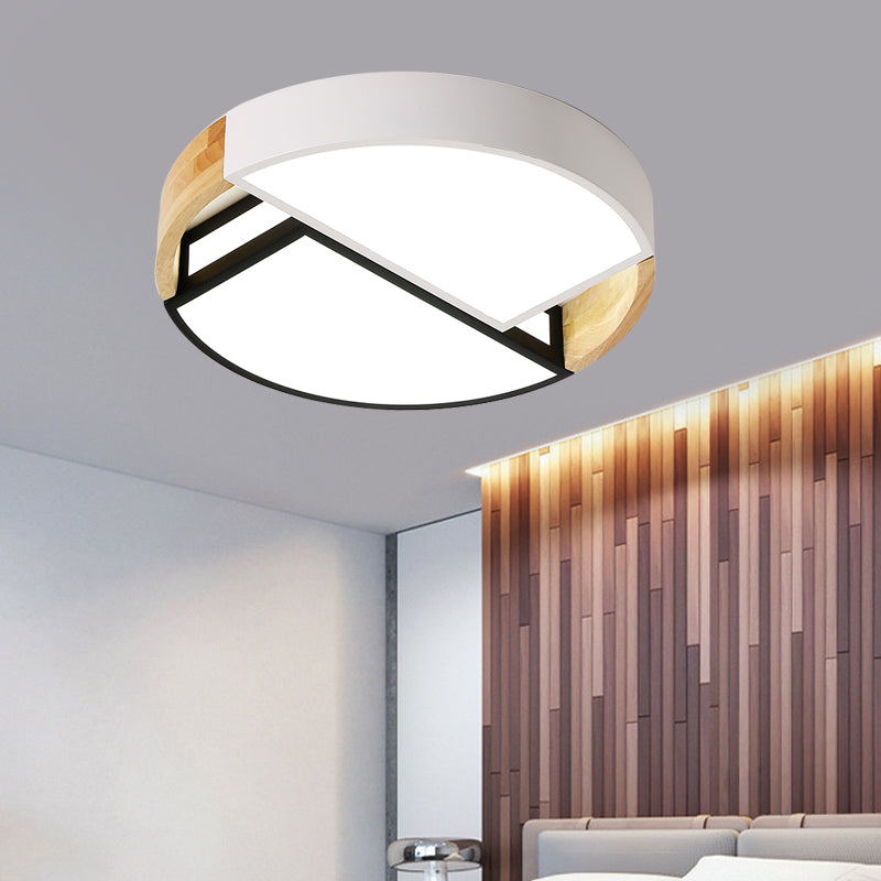 Modern Nordic Acrylic Flushmount Led Ceiling Light In White - Black For Bedroom 16’/19.5’ Wide