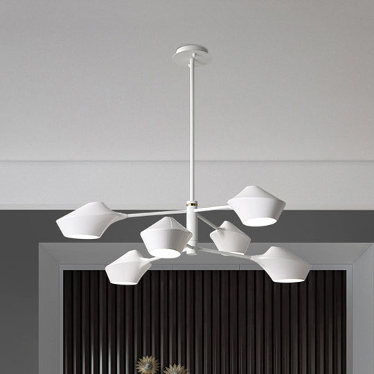 Modern Metal 2-Tier Chandelier With Swivel Shades In Black-Gold/White - 6 Bulb Ceiling Pendant For