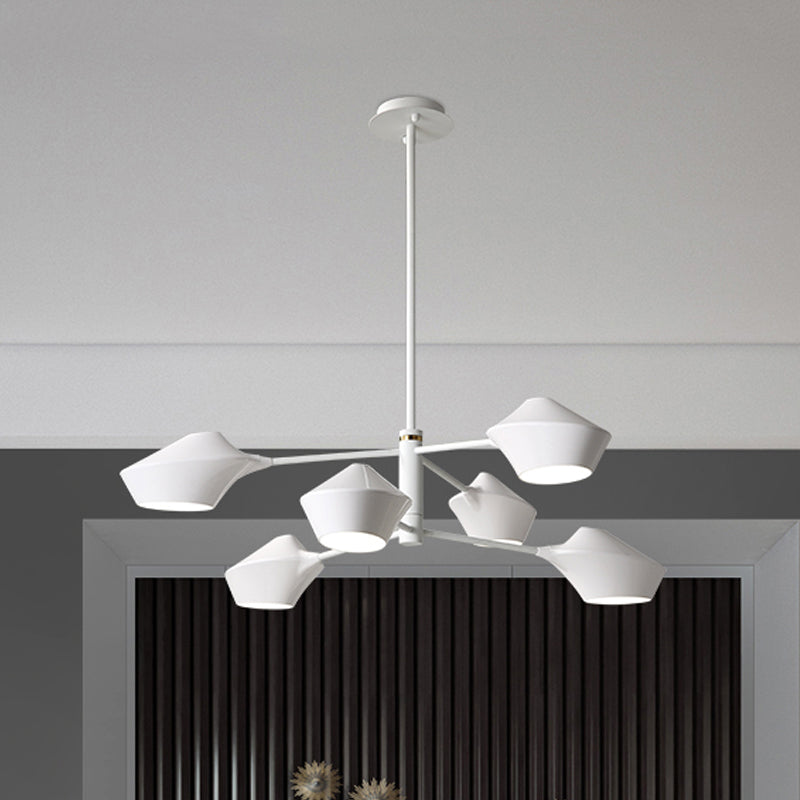 Modern 2-Tier Swivel Chandelier - Black-Gold/White 6 Bulbs For Living Room Ceiling White