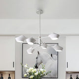 Modern 2-Tier Swivel Chandelier - Black-Gold/White 6 Bulbs For Living Room Ceiling
