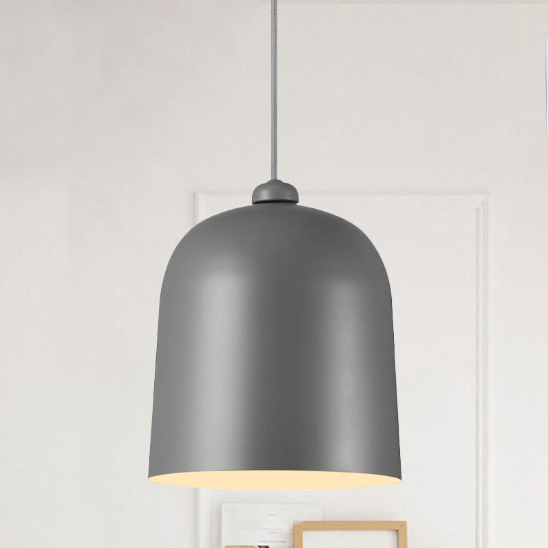 Nordic Dome Pendant Lamp - Black/White/Grey Moveable & Metal Perfect For Dining Room Lighting Grey