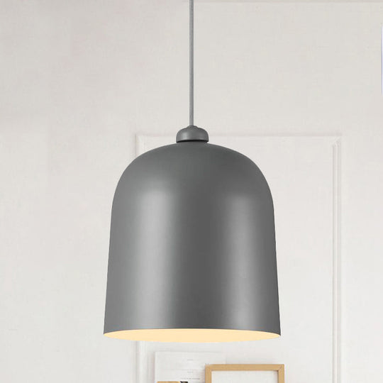 Nordic Dome Pendant Lamp - Black/White/Grey Moveable & Metal Perfect For Dining Room Lighting Grey