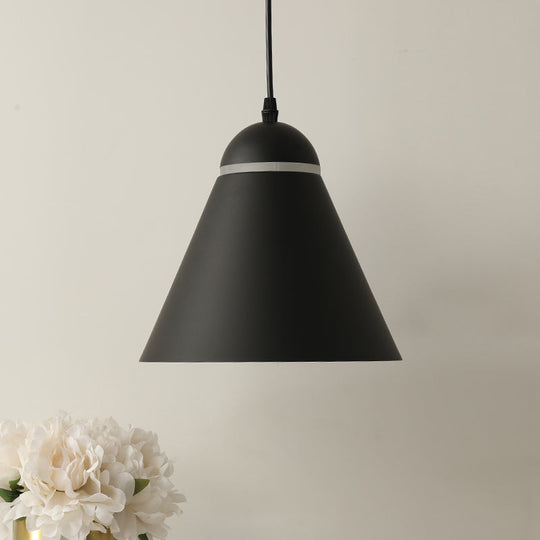 Sleek Metallic Hanging Light Fixture - Sliced Cone Design 1-Light Matte Black Pendant