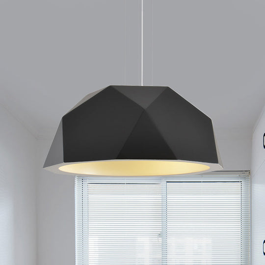 Modern Faceted Hemispherical Hanging Lamp In Sleek Resin - Single Pendant Light For Guest Room