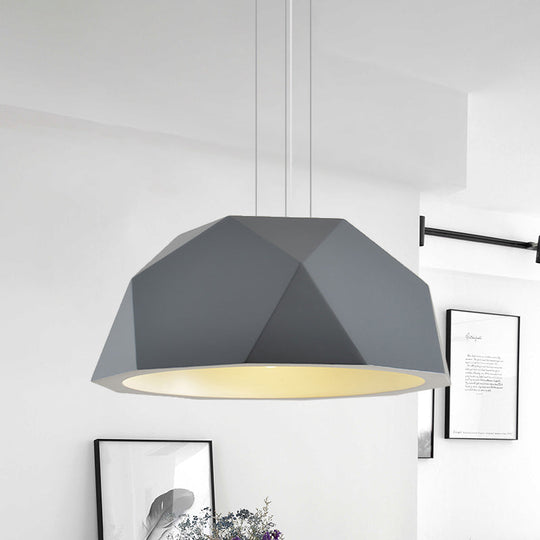 Modern Faceted Hemispherical Hanging Lamp In Sleek Resin - Single Pendant Light For Guest Room