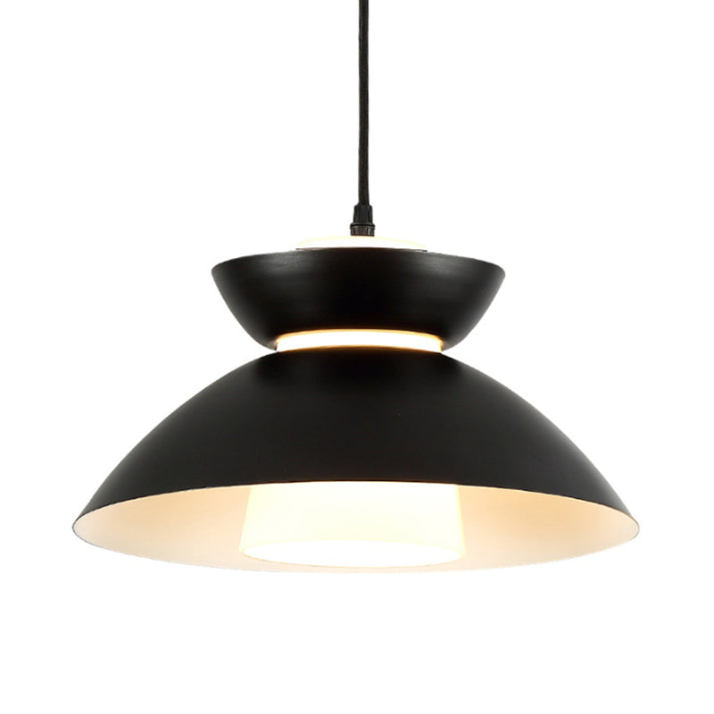 Iron Flare Pendant Light With Matte Glass Shade - Simple 1 Bulb Suspension Lamp In Black/Coffee