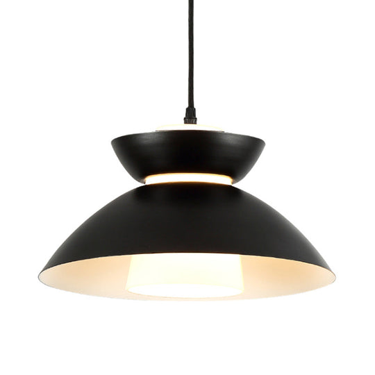Iron Flare Pendant Light With Matte Glass Shade - Simple 1 Bulb Suspension Lamp In Black/Coffee