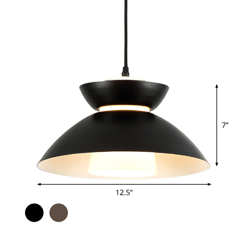 Iron Flare Pendant Light With Matte Glass Shade - Simple 1 Bulb Suspension Lamp In Black/Coffee