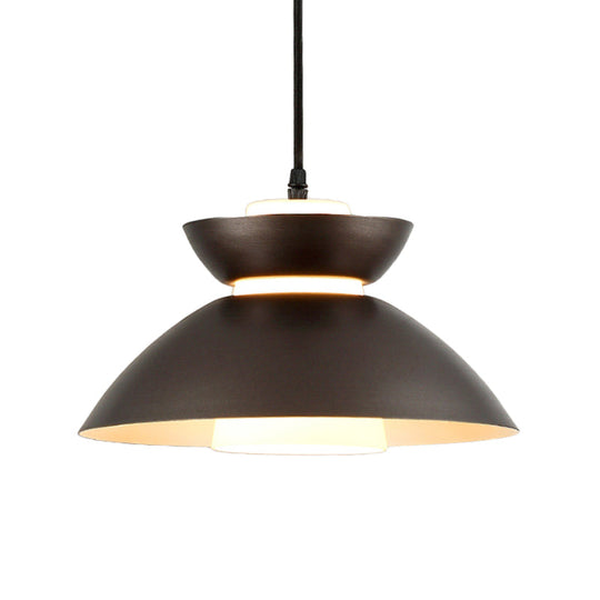 Iron Flare Pendant Light With Matte Glass Shade - Simple 1 Bulb Suspension Lamp In Black/Coffee