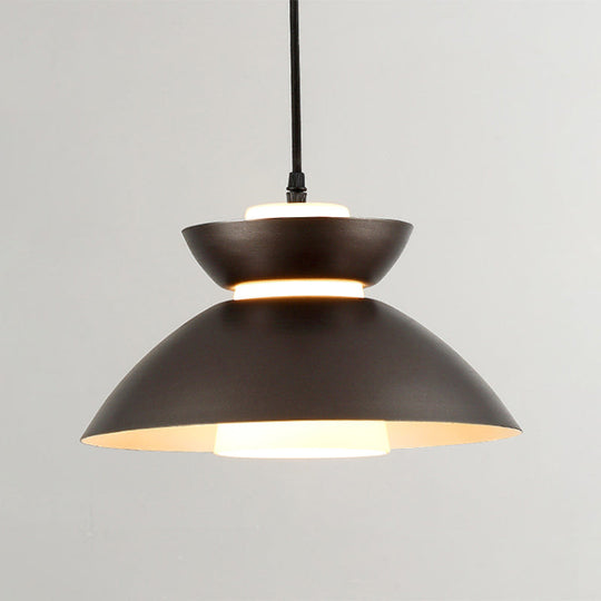 Iron Flare Pendant Light With Matte Glass Shade - Simple 1 Bulb Suspension Lamp In Black/Coffee