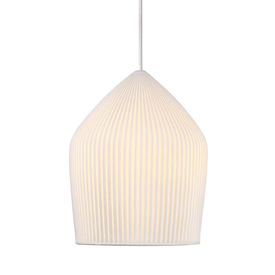 Sleek Prismatic Glass Pendant Light Kit With Single Suspension - White Cloche Hanging Lamp