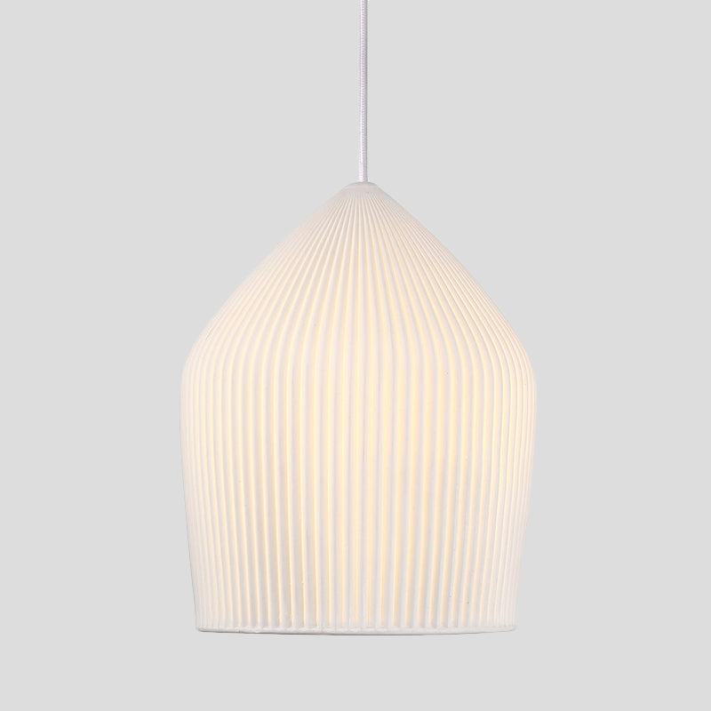 Sleek Prismatic Glass Pendant Light Kit With Single Suspension - White Cloche Hanging Lamp