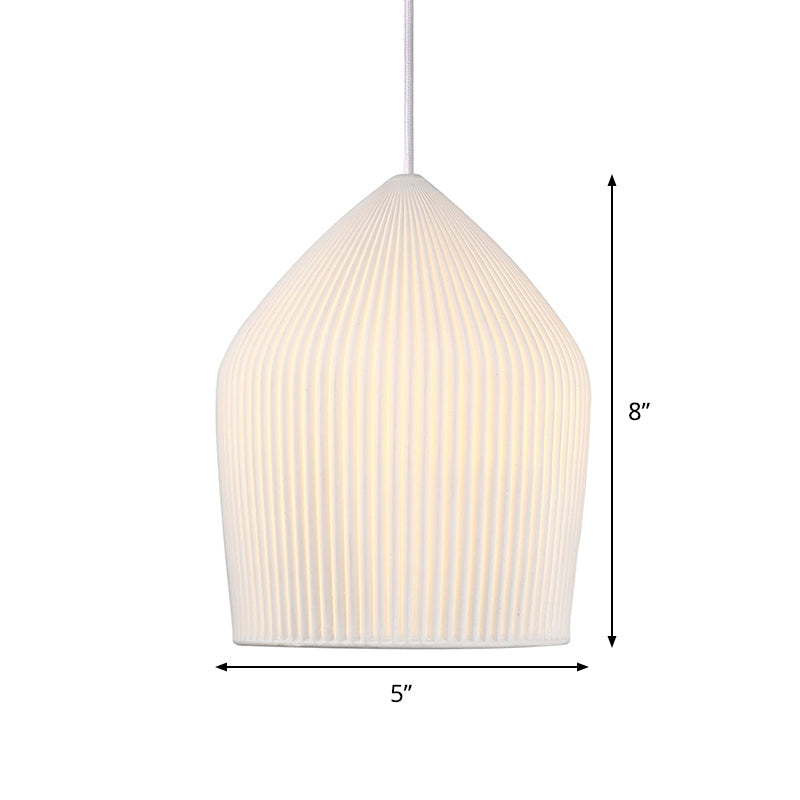 Sleek Prismatic Glass Pendant Light Kit With Single Suspension - White Cloche Hanging Lamp