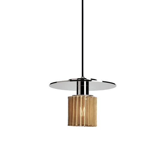 Ribbed Glass Chrome Pendant Light With Designer 1 Mini Drum Ceiling Lamp
