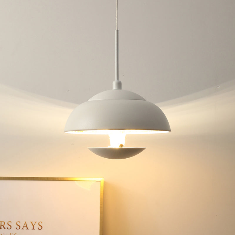 Nordic Iron Pendant Lamp Led Hanging Light In Black/White With Gold Inner - Perfect Over Table