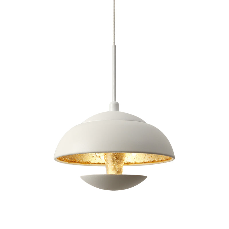 Nordic Iron Pendant Lamp Led Hanging Light In Black/White With Gold Inner - Perfect Over Table