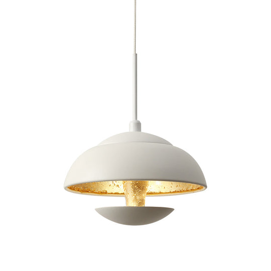 Nordic Iron Pendant Lamp Led Hanging Light In Black/White With Gold Inner - Perfect Over Table
