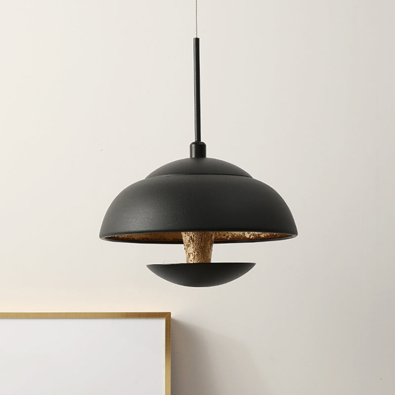 Nordic Iron Pendant Lamp Led Hanging Light In Black/White With Gold Inner - Perfect Over Table