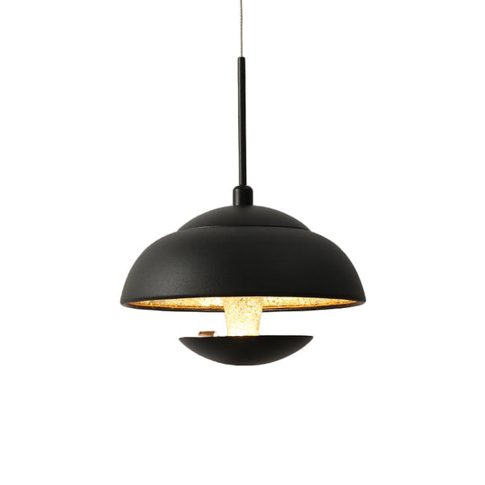 Nordic Iron Pendant Lamp Led Hanging Light In Black/White With Gold Inner - Perfect Over Table