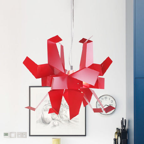 Origami Bird Pendant Lamp - White/Red Art Decor Hanging Light Fixture Red