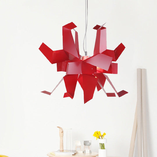 Origami Bird Pendant Lamp - White/Red Art Decor Hanging Light Fixture