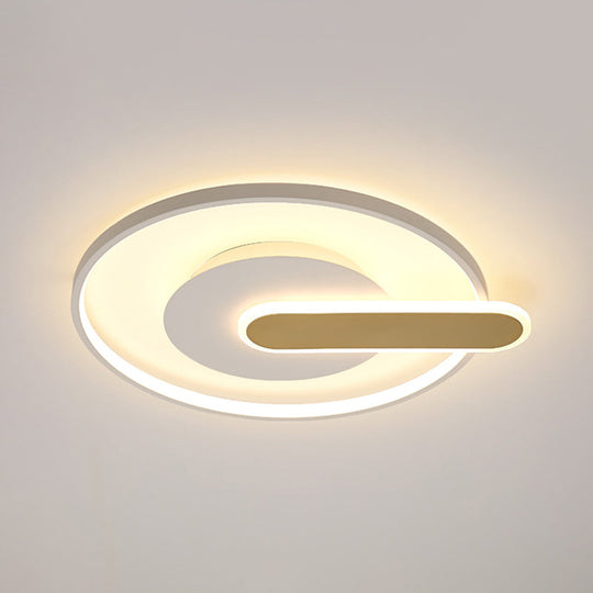 Modern Thin Button Ceiling Light: Acrylic Black/White - Gold Led Flush Mount