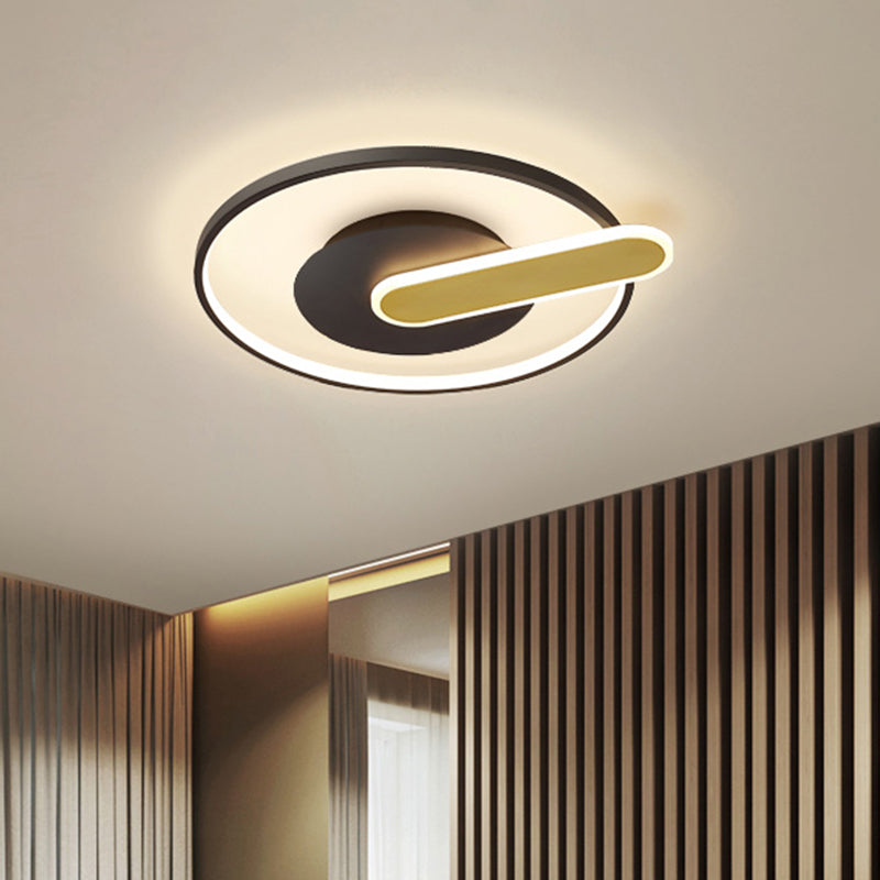Modern Thin Button Ceiling Light: Acrylic Black/White - Gold Led Flush Mount
