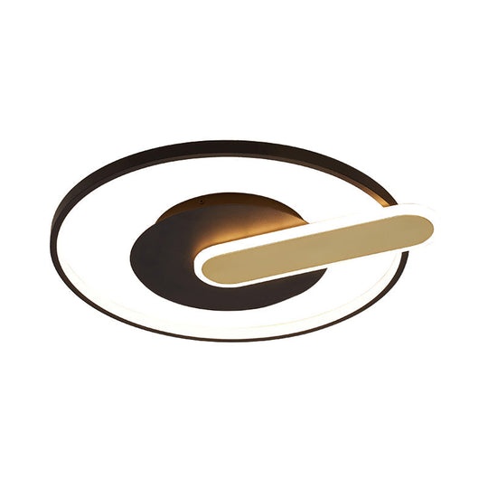 Modern Thin Button Ceiling Light: Acrylic Black/White - Gold Led Flush Mount