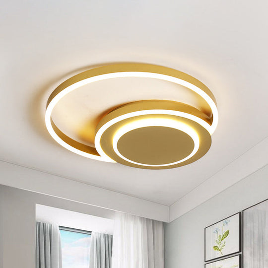 Modern Gold Led Flush Mount Ceiling Light For Bedroom - Crescent Design Acrylic Material