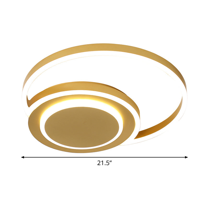 Modern Gold Led Flush Mount Ceiling Light For Bedroom - Crescent Design Acrylic Material 18/21.5