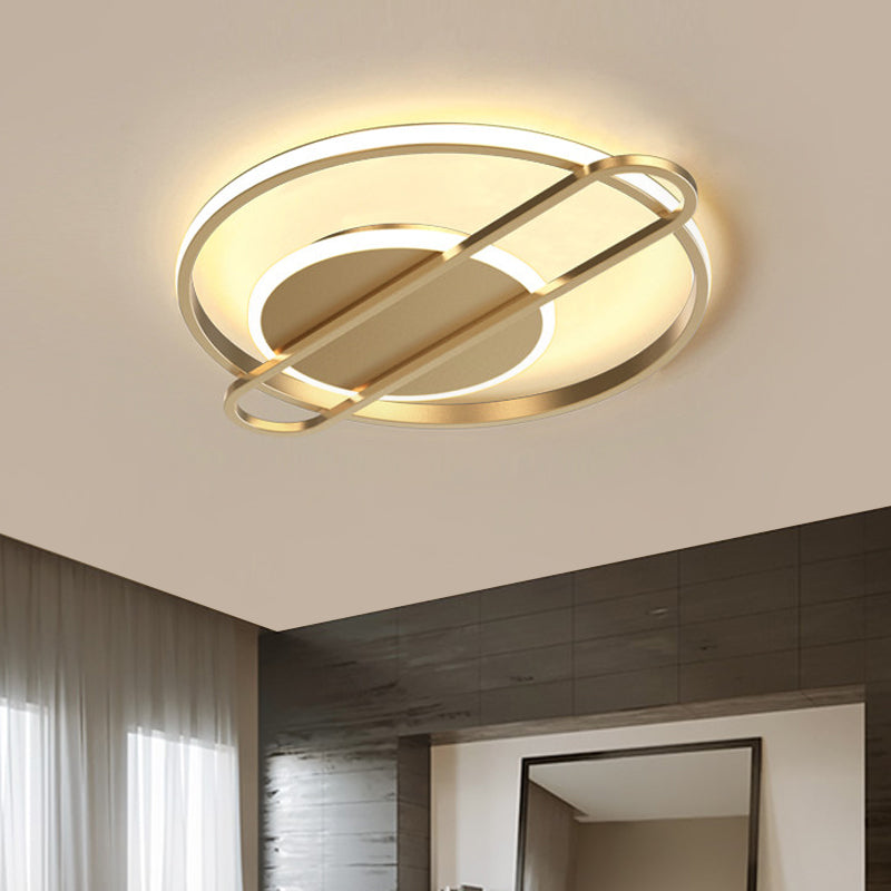 Modernist Circle Thin Flush Mount Led Ceiling Light Fixture - Black/Gold/White 16.5’/20.5’ Wide