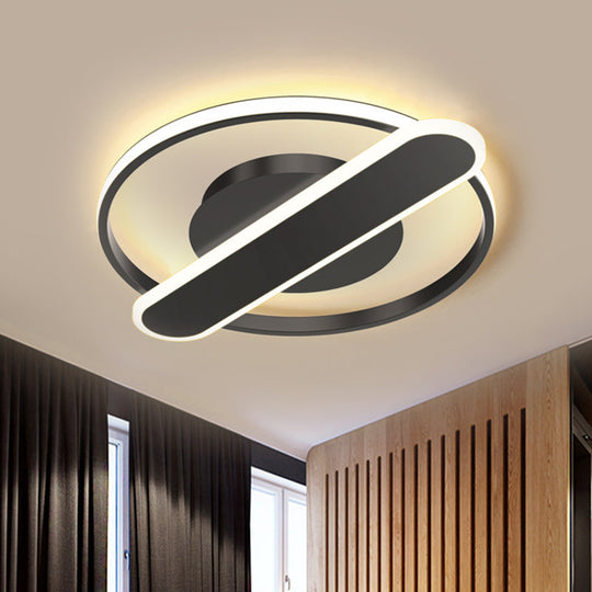Modern Acrylic Led Ceiling Lamp - Black/White/Gold Flush Mount 16.5’/20.5’ Width