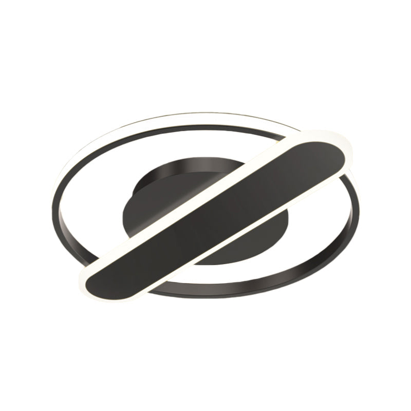 Modern Acrylic Led Ceiling Lamp - Black/White/Gold Flush Mount 16.5’/20.5’ Width